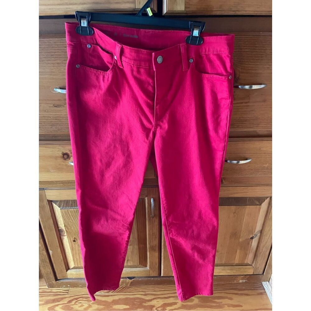 Talbots Slim Ankle Curvy Red Jeans Pants Size 8 Preppy Flawless Five Pocket